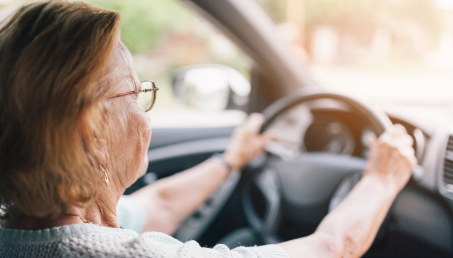 Elderly woman driving