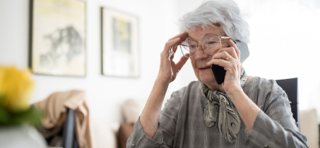 Elderly woman on cell phone